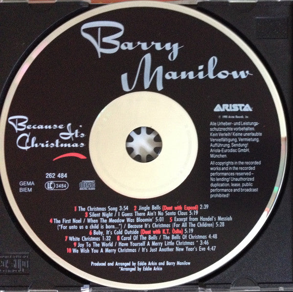 Barry Manilow : Because It's Christmas (CD, Album, RE)
