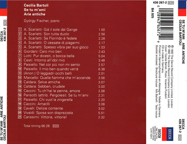 Cecilia Bartoli / György Fischer : Se Tu M'Ami: Arie Antiche (CD, Album)