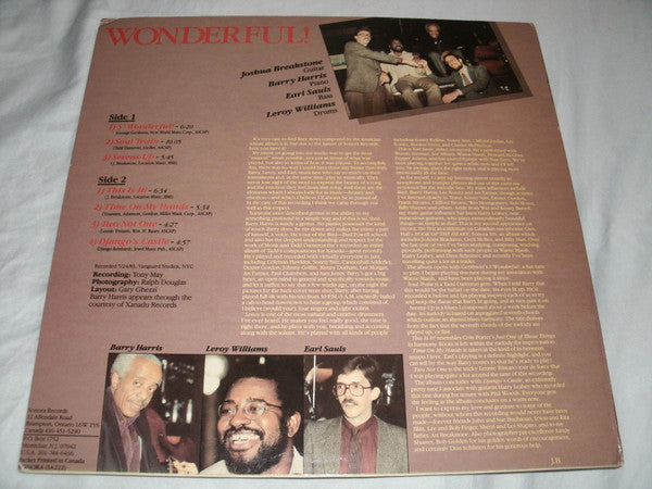 The Joshua Breakstone Quartet : Wonderful! (LP, Album)