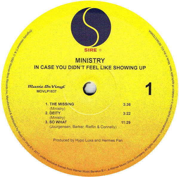 Ministry : In Case You Didn't Feel Like Showing Up (Live) (LP, Album, RE, 180)