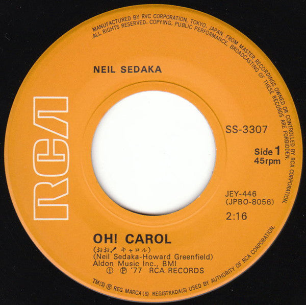Neil Sedaka : Oh! Carol / Calendar Girl (7", Single, RE)