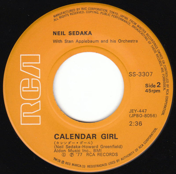Neil Sedaka : Oh! Carol / Calendar Girl (7", Single, RE)