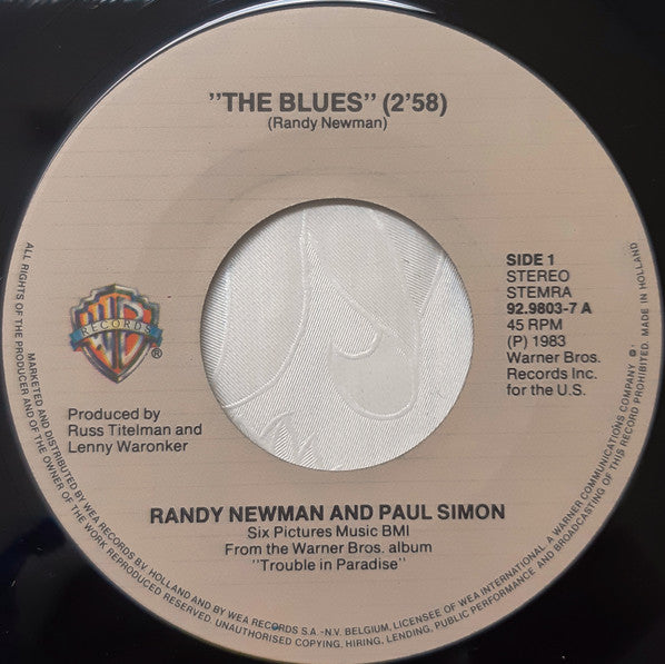 Randy Newman And Paul Simon : The Blues (7", Single)