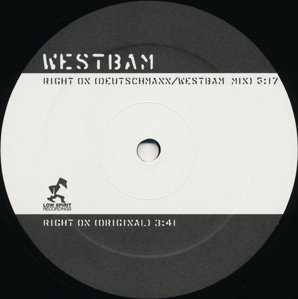 WestBam : Right On / Like Ice In The Sunshine (12")