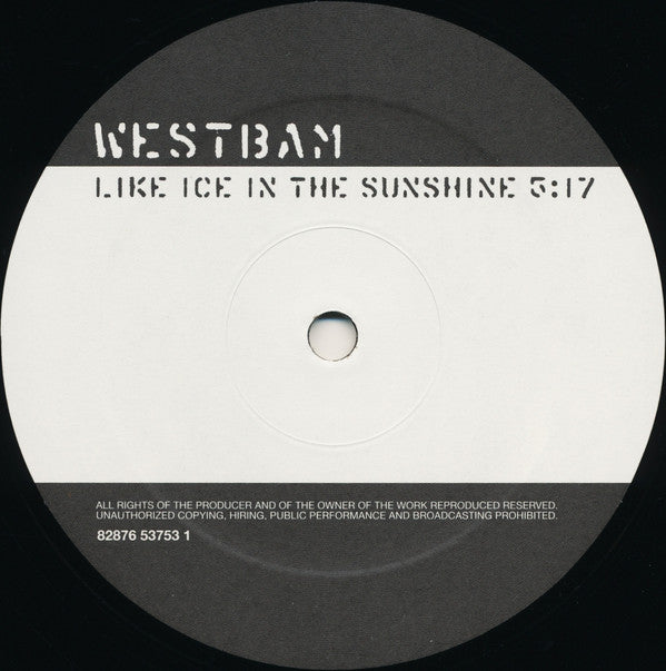 WestBam : Right On / Like Ice In The Sunshine (12")