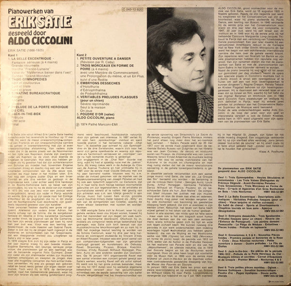 Erik Satie - Aldo Ciccolini : Pianowerken Van Erik Satie Gespeeld Door Aldo Ciccolini (LP, Album)