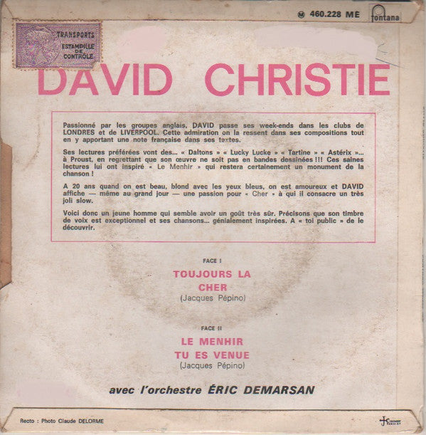 David Christie : Toujours Là / Cher / Le Menhir / Tu Es Venue (7", EP)