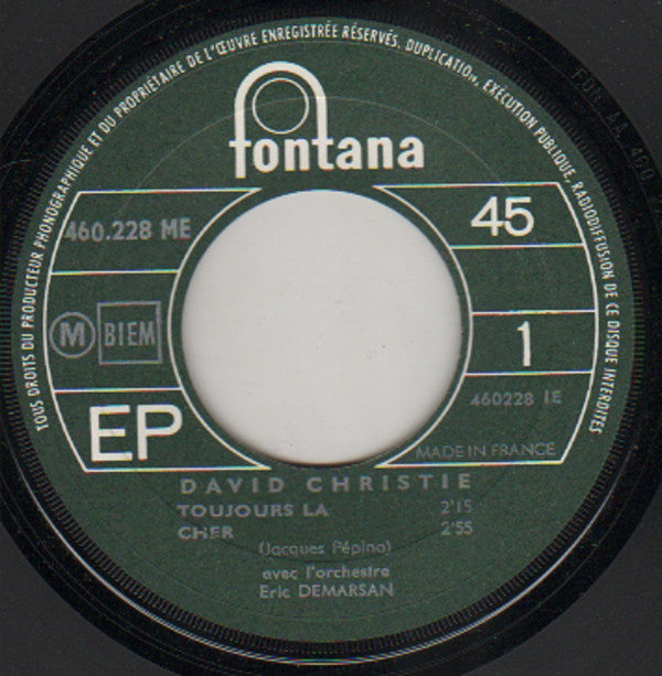 David Christie : Toujours Là / Cher / Le Menhir / Tu Es Venue (7", EP)