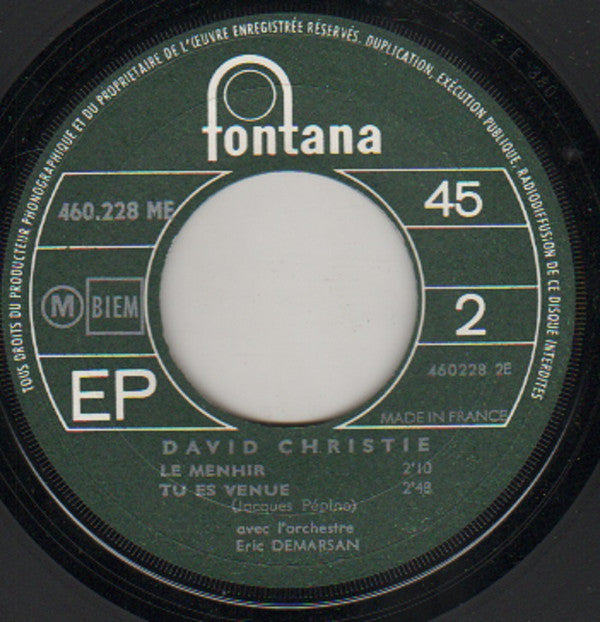 David Christie : Toujours Là / Cher / Le Menhir / Tu Es Venue (7", EP)