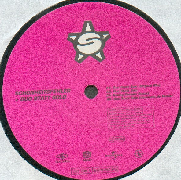 Schönheitsfehler : Duo Statt Solo (12")