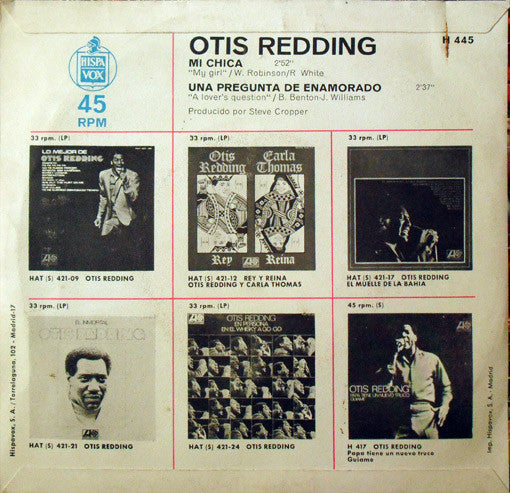 Otis Redding : Mi Chica / Una Pregunta De Enamorado (7", Single)