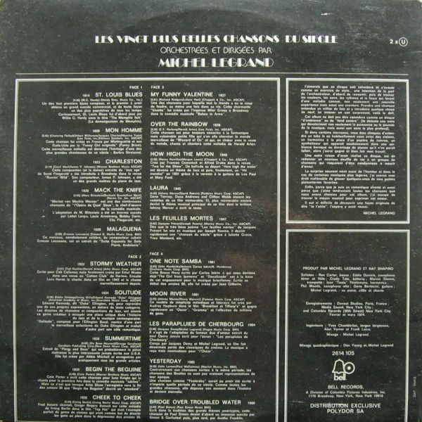 Michel Legrand : Les Vingt Plus Belles Chansons Du Siecle (2xLP, Album)