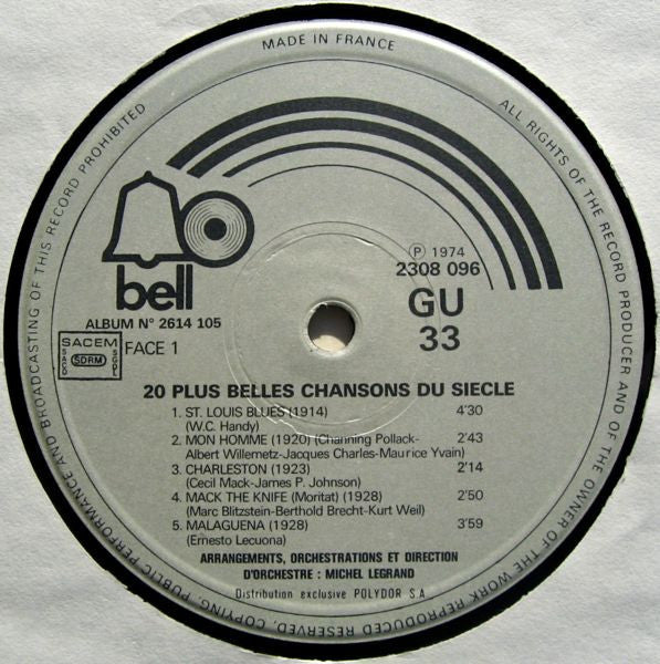 Michel Legrand : Les Vingt Plus Belles Chansons Du Siecle (2xLP, Album)