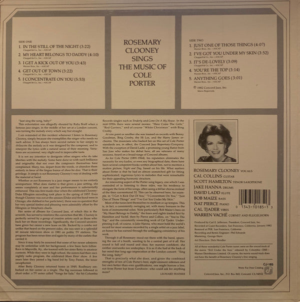 Rosemary Clooney : Rosemary Clooney Sings The Music Of Cole Porter (LP, Album)